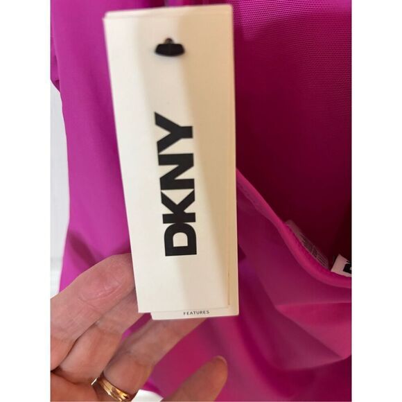 DKNY Large Tie-Back Halter-Style One Piece Swimsuit Pink Multi NWT - Picture 4 of 6